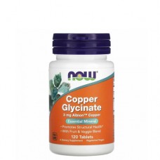 NOW Copper Glycinate (хелатная медь) 3 мг 120 веган-таб.
